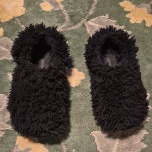 CROCS Black Fuzzy Slip-On Sandals